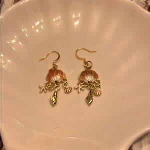 Gold and Pink Chandelier Earrings with Rhinestone Accents